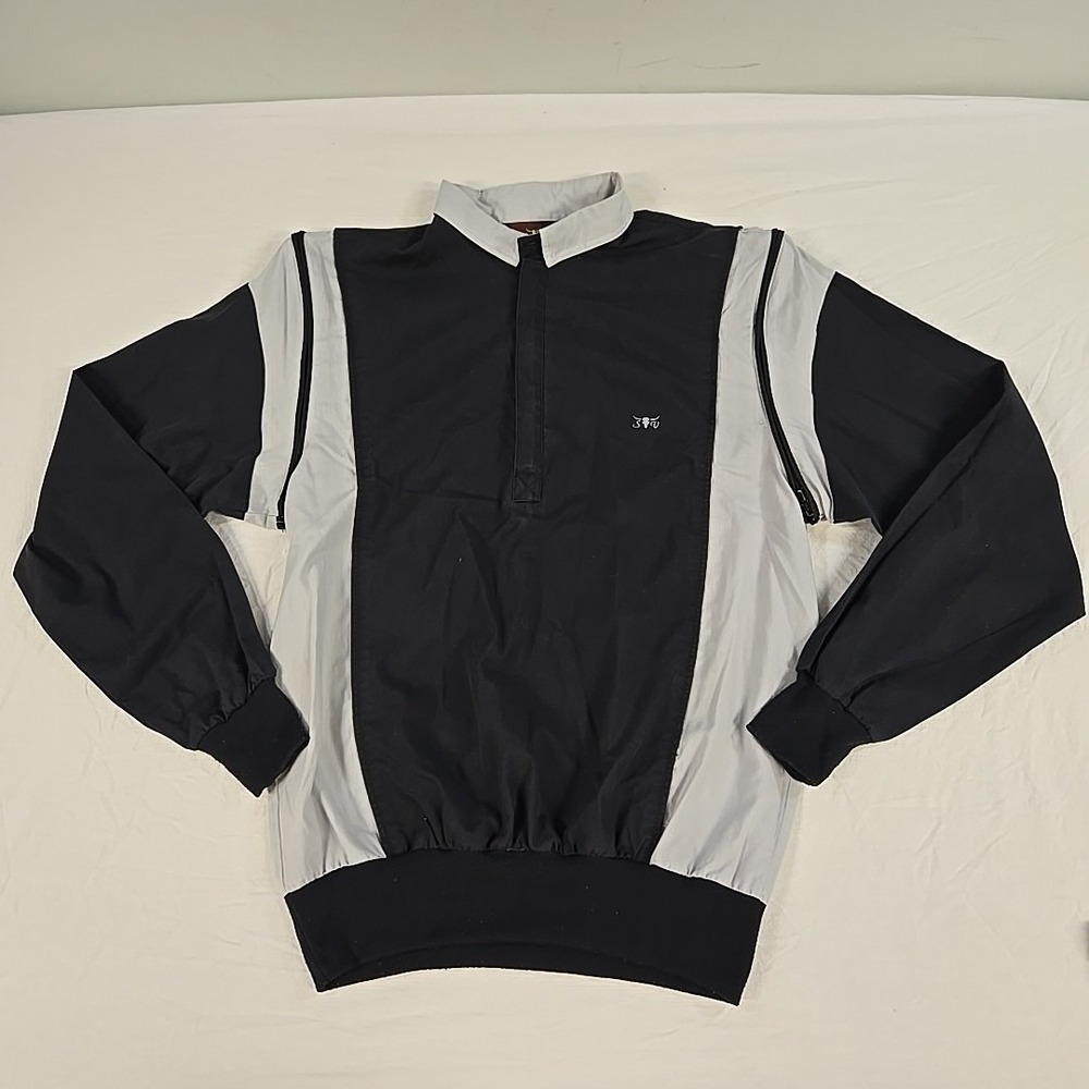 Vintage Sergio Valente 80's Zipper Sleeve Shirt Size Medium Black Gray